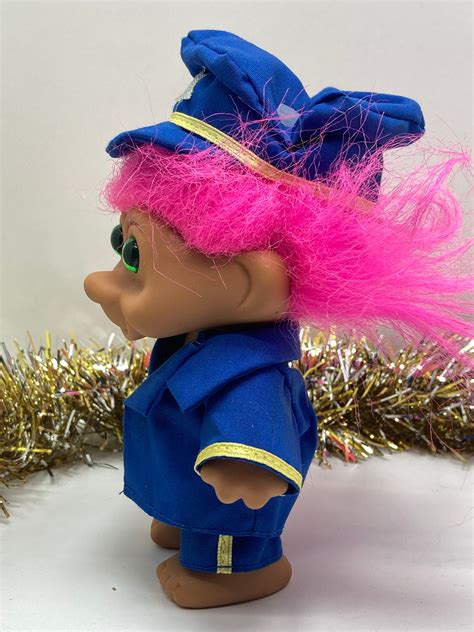 Troll Vintage Collectible Tnt 1991 Large 5 Troll Doll Pink Hair Police