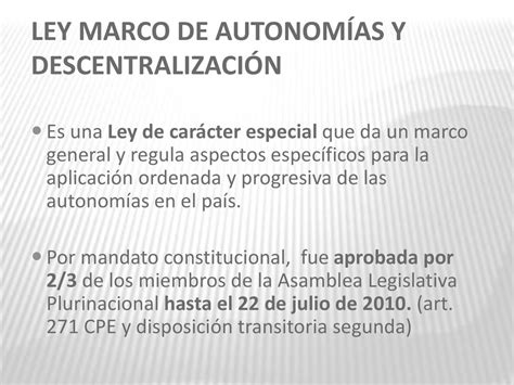 LEY MARCO DE AUTONOMÍAS Y DESCENTRALIZACIÓN ppt descargar