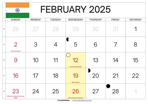 Feb 2025 India Calendar With Holidays Robert C Owsley