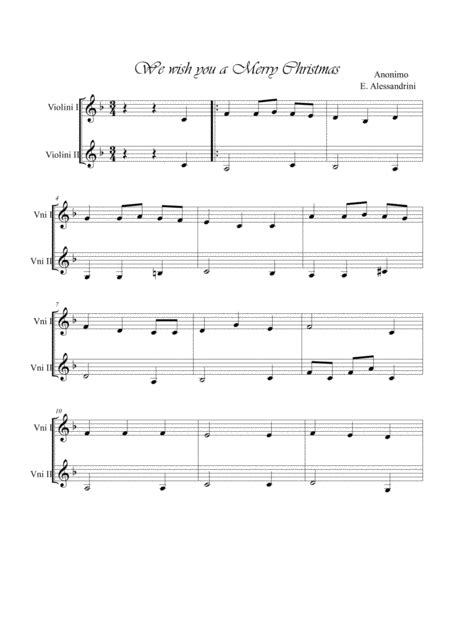 We Wish You A Merry Christmas Violins Duet Sheet Music Anonimo Violin Solo