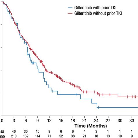 Overall Survival By Prior TKI Status In Patients With R R AML Treated