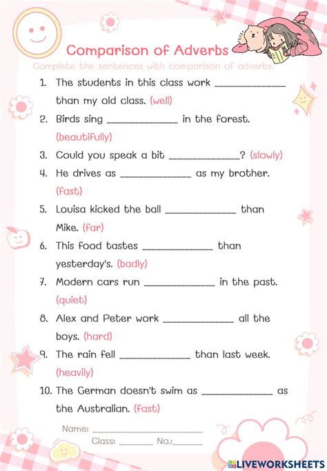 Comparison Of Adverbs Exercises