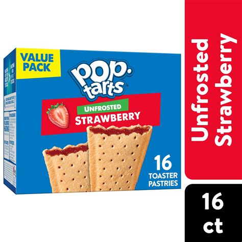 Pop Tarts Unfrosted Strawberry Instant Breakfast Toaster Pastries