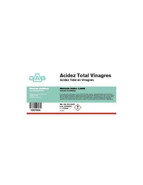 TOTAL ACIDEZ VINAGRES NaOH 1 666N 1000ml