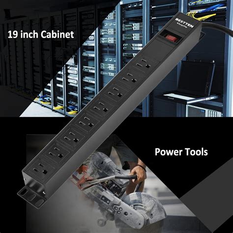 BESTTEN 1U PDU With 8 Outlets And 9FT Cord Heavy Duty Metal Power