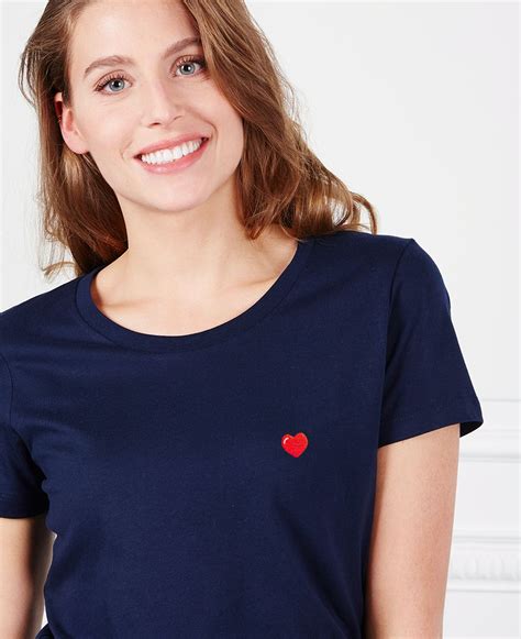 T Shirt Femme Coeur Broderie Monsieur Tshirt