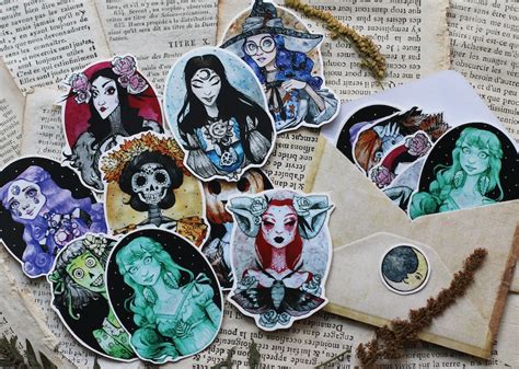 Witches Sticker Pack Gothic Witch Sticker Set Hand Drawn Etsy