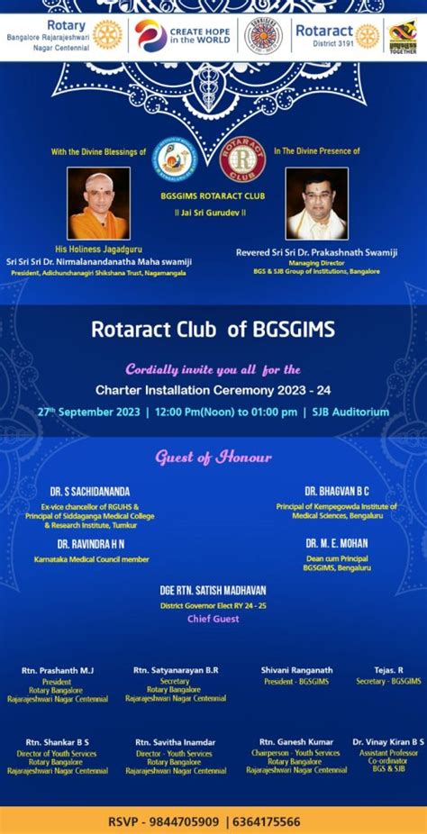 Installation ceremony of the Rotaract Club at BGSGIMS – BGS Global ...