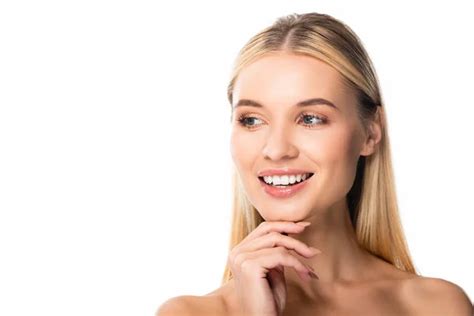 Naked Smiling Blonde Woman White Teeth Stock Photo By Andrewlozovyi