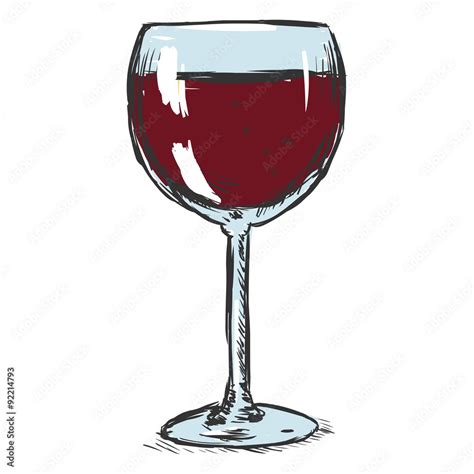 Vector Color Sketch Glass Of Red Wine Stock Vector Adobe Stock