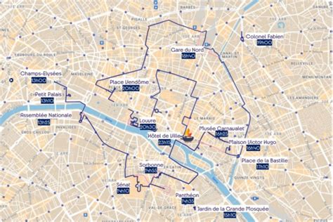 Carte Jo Le Parcours Du Relais De La Flamme Olympique Le Dimanche 14 Juillet à Paris