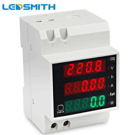 Smart Home D Din Rail Led Volt Current Meter Active Power Factor