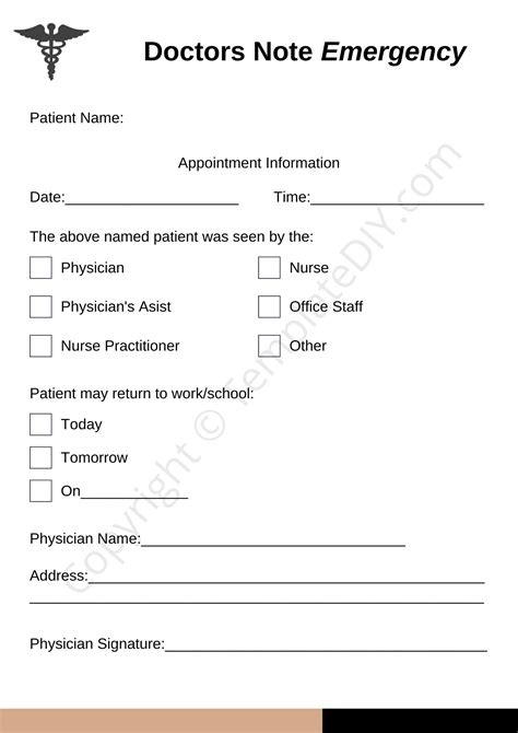 Emergency Room Real Doctors Note For Work In Pdf And Word