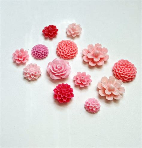 Pink Flower Magnet Set Pink Resin Flower Magnets Strong Etsy Australia