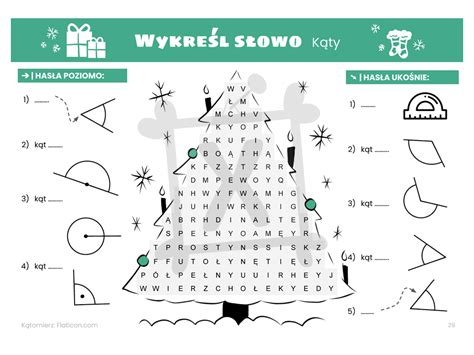 Matematyczna wykreślanka dla klasy czwartej Kąty Boże Narodzenie