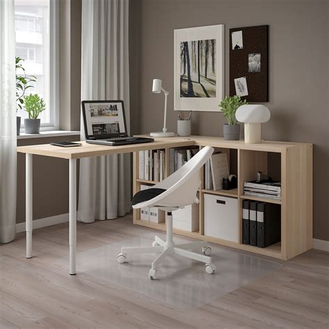 Kallax Lagkapten Combinaison Bureau Blanc Effet Ch Ne Blanchi