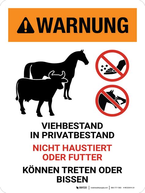 Warnung Vieh In Privatbesitz Nicht Haustiert Oder Futter Warning