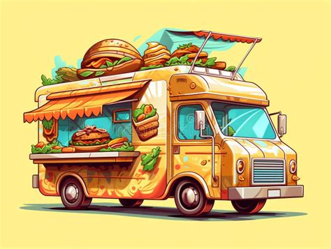 American Food Truck Isometric Stock Illustrations American Food