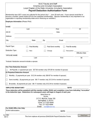 Fillable Online Payroll Deduction Authorization Form E Form Fax Email