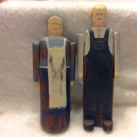 Wolf Creek Folk Art Carvings Couple Signed By Artist Betty Etsy