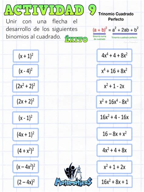 Binomio al cuadrado exercise Matemáticas para secundaria Secundaria