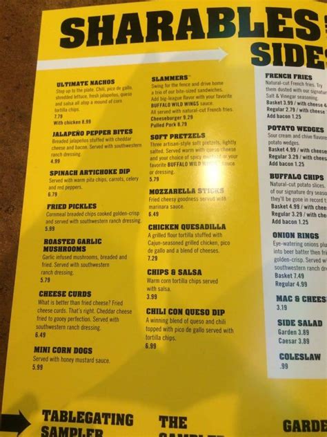 Menu At Buffalo Wild Wings Pub And Bar Alamogordo