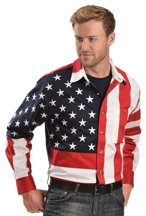 Scully Patriotic American Flag Western Shirt Big And Tall Sheplers