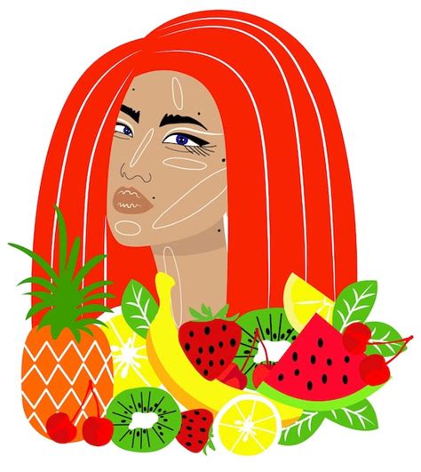 Premium Vector Woman With Fruits Vector Illustration