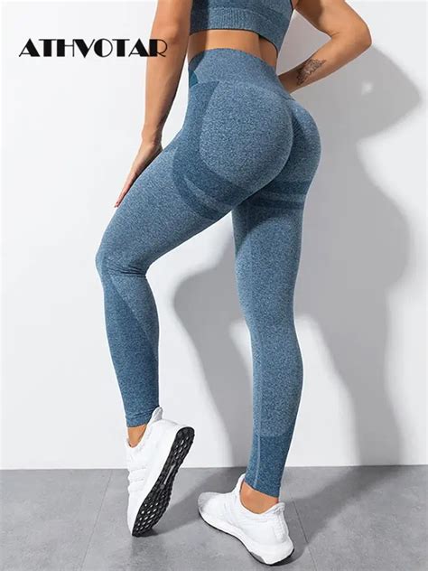 Athvotar Leggings Push Up Seamless Solid Women Leggins Sexy High Waist