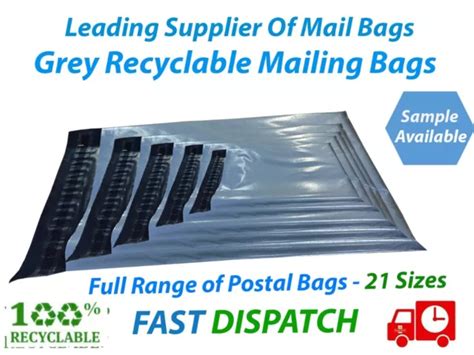 Grey Postage Mailing Bags Strong Cheap Recycled Plastic Poly Self Seal