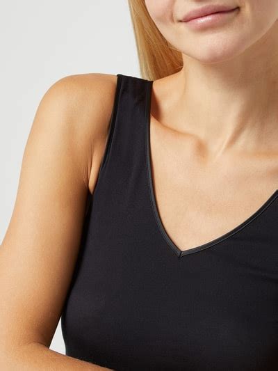 Hanro Unterhemd Aus Baumwolle Nahtlos Modell Cotton Seamless Black