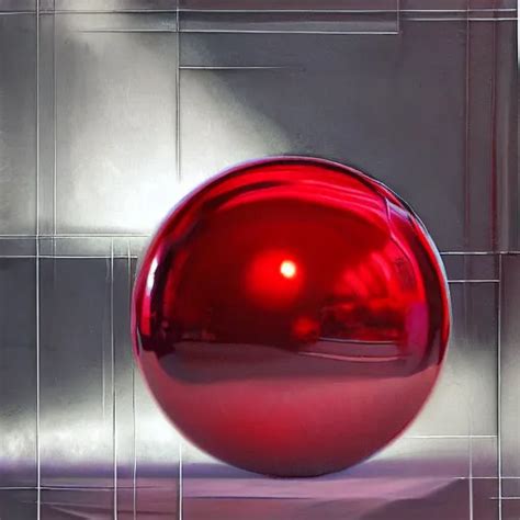 Chrome Spheres On A Red Cube By John Jude Palencar Stable Diffusion