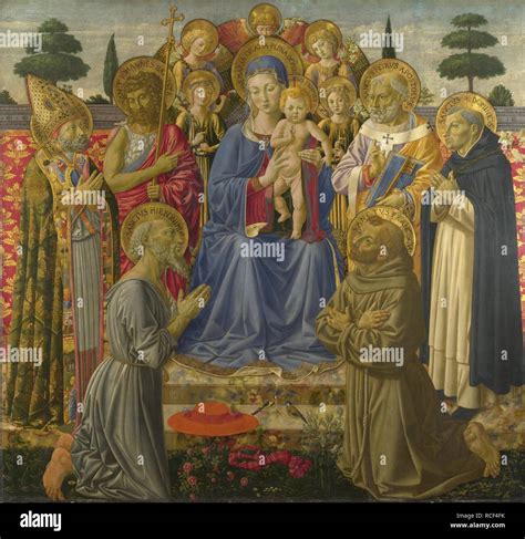 Madonna And Child Enthroned Among The Angels Hi Res Stock Photography