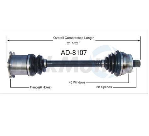 Audi CV Axle Shaft Front Driver Side Aftermarket AD8107 Surtrack AD