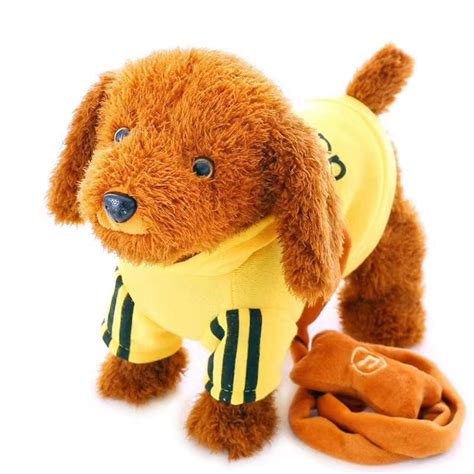 Electrical Walking Little Yellow Dog Plush Toy With Clothes China Toy