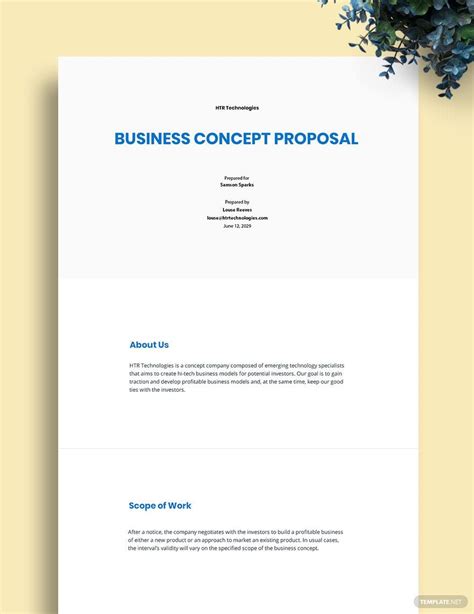 Free Business Concept Proposal Template Google Docs Word Apple