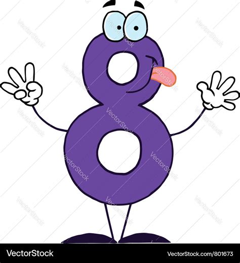 Funny Cartoon Numbers 8 Royalty Free Vector Image