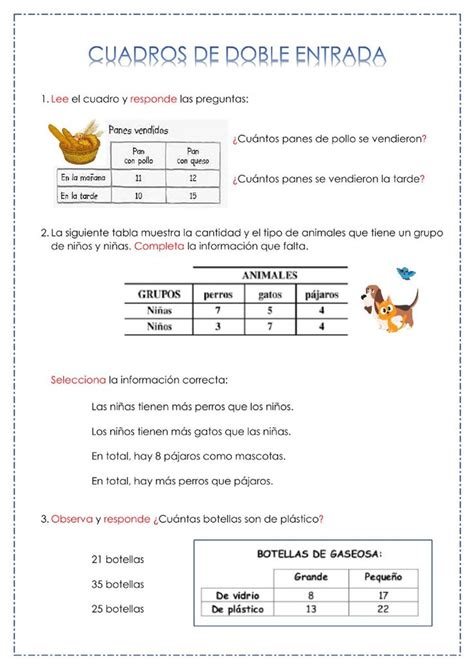 Cuadro De Doble Entrada Interactive Activity For Segundo De Primaria