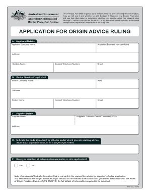 Fillable Online Customs Gov Form B Australian Customs Service