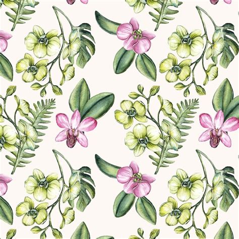 Free Vector Watercolor Tropical Flowers Pattern