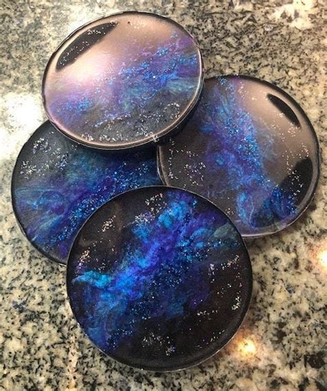 Galaxy Inspired Dimensional Art Resin Coasters Galaxy Nebula Etsy