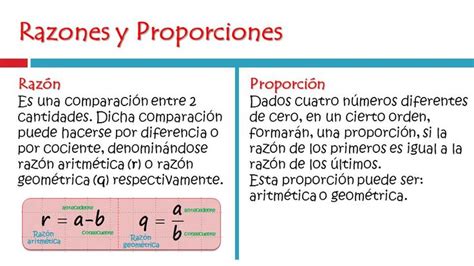 Que Son Razones Y Proporciones