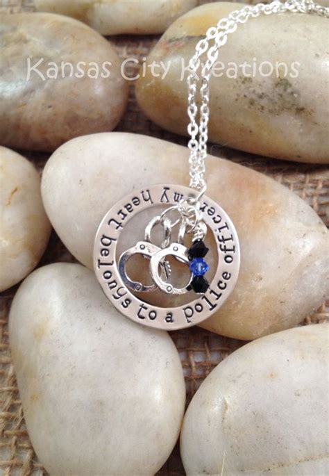 My Heart Belongs To A Police Officer Hand Stamped Necklace Police