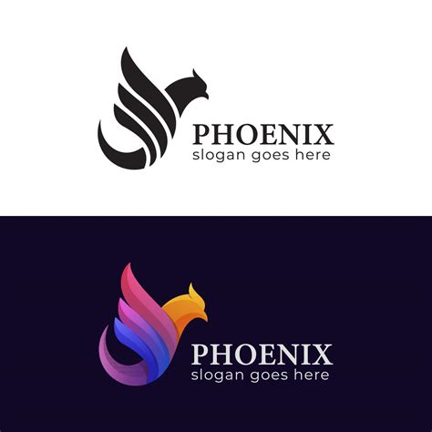 mythology phoenix bird gradient and silhouette logo illustration two ...