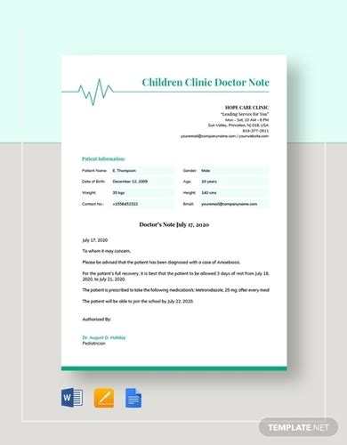 Doctor Sick Note 10 Examples Format Pdf