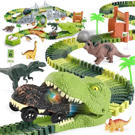 Buy Dinosaur Toys Race Track174pcs Flexible Track Set With 2 Dino Cars