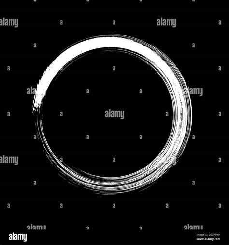 White Grunge Circle Zen Shape Black Enso Zen Symbol Circular Label