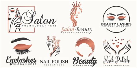 Luxury Beauty Salon Nail And Eyelash Icon Set Logo Design 10569585