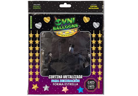 Cortina Forma Estrella Negro Cromo Ovni Balloons