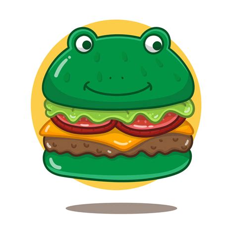 vector frog cheese burger cartoon illustration. flat cartoon style ...